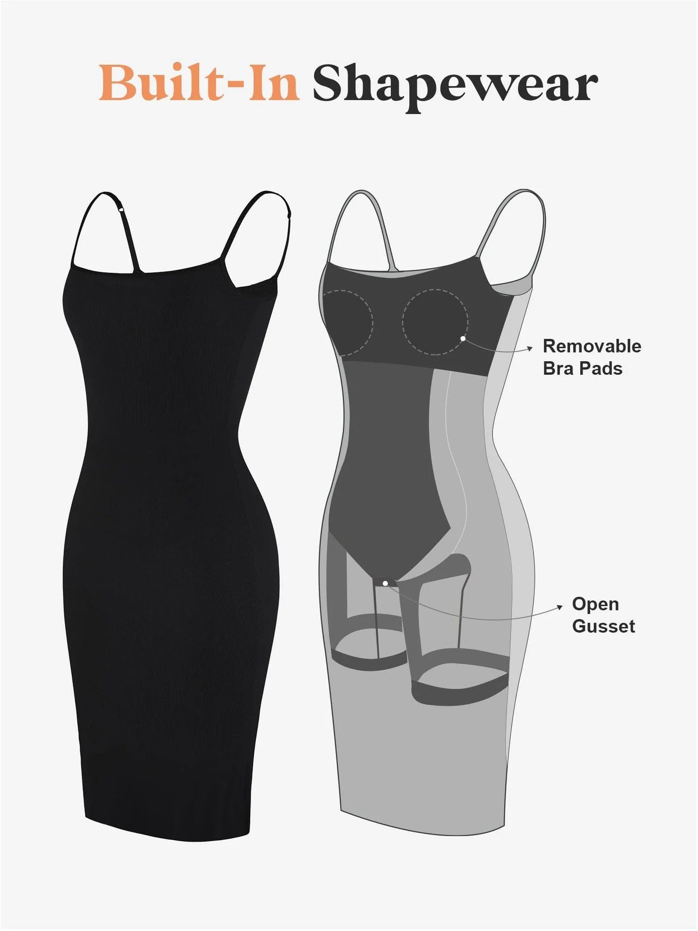 FitGlam® Mid-Dress with built-in shapewear