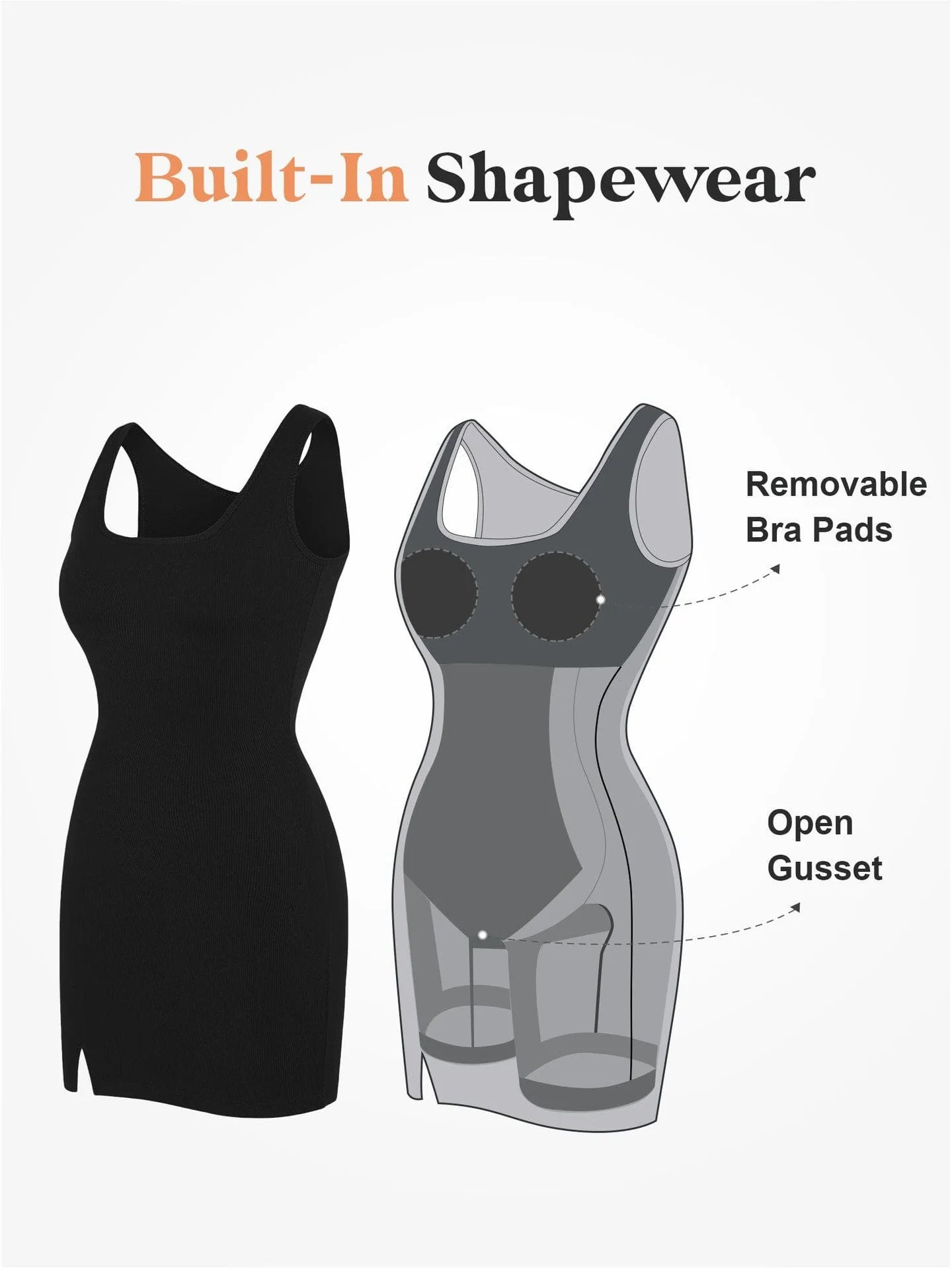 Fit-Glam® Mini-Dress with built-in shapewear and wide straps